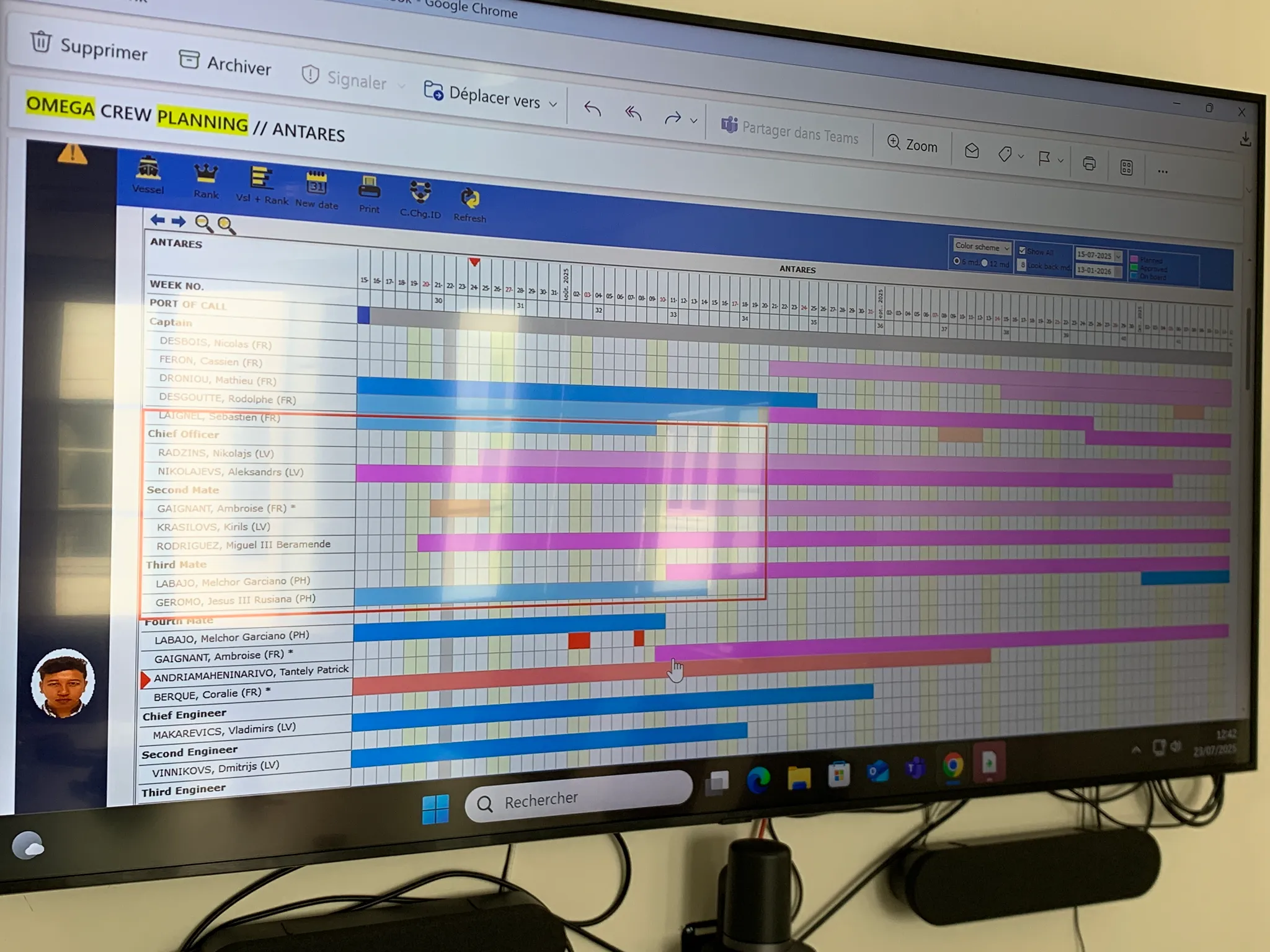 Logiciel Omega Crew Planning — interface de gestion d'&eacute;quipage