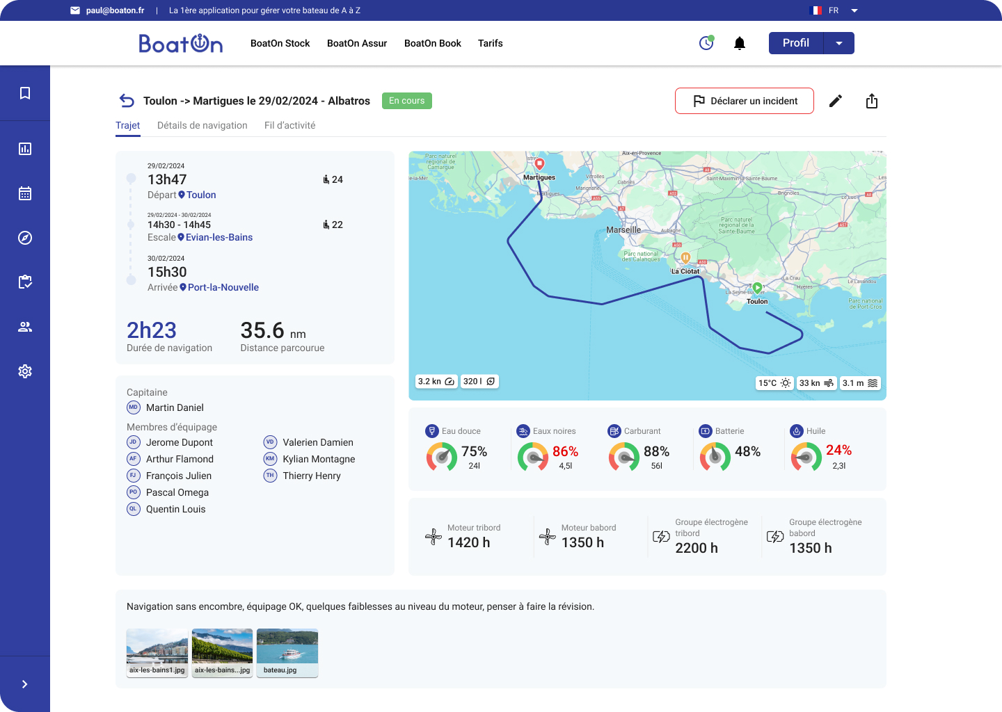 Livre de bord — interface web